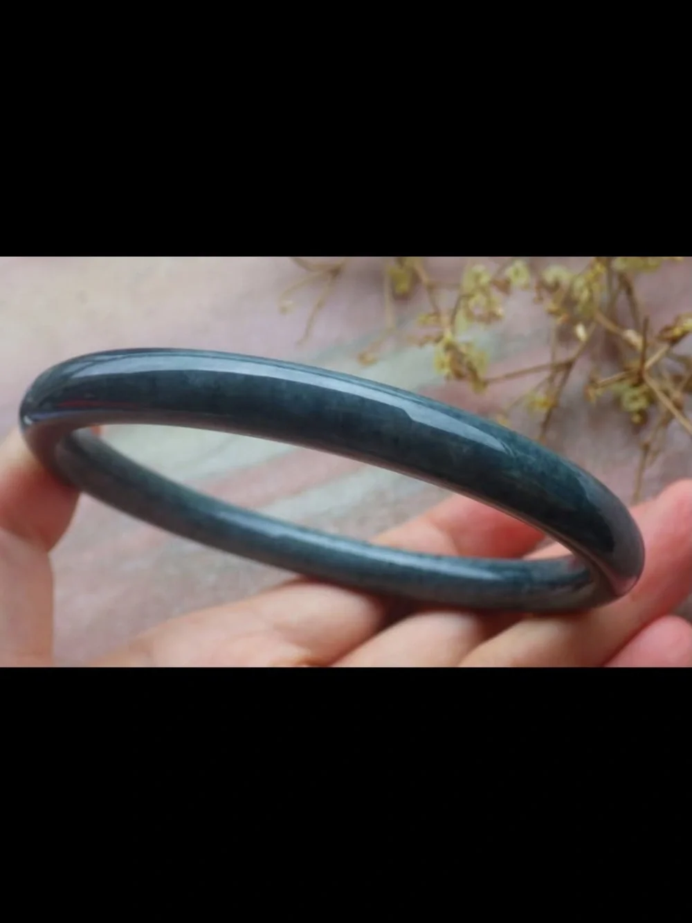 Elegant Jadeite jade dark green certificate luck bangle bracelet 70mm 8.5inches
